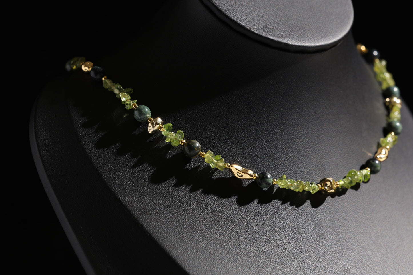 Natural Peridot 丨Kambaba Jasper 丨 Freshwater Rice Pearls Necklace