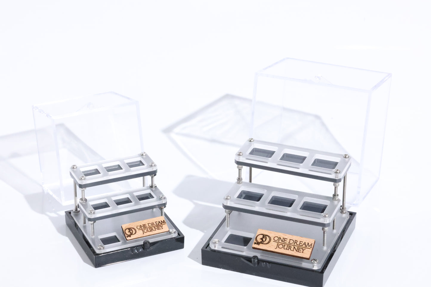Mini Gemstone Display Case Holds 7 Specimens | Stackable Acrylic Storage | Empty Collection Tray for Small Minerals
