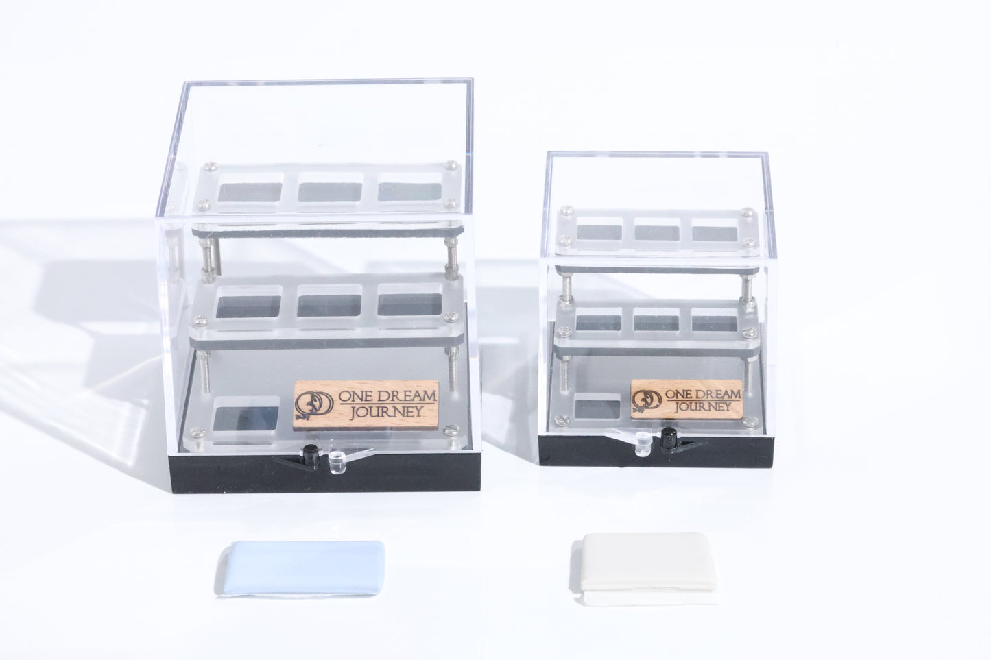 Mini Gemstone Display Case Holds 7 Specimens | Stackable Acrylic Storage | Empty Collection Tray for Small Minerals