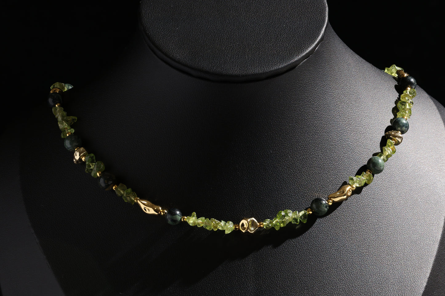 Natural Peridot 丨Kambaba Jasper 丨 Freshwater Rice Pearls Necklace