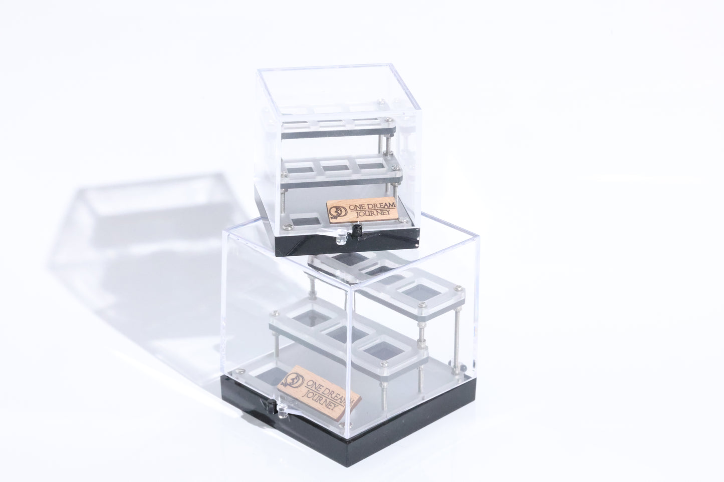 Mini Gemstone Display Case Holds 7 Specimens | Stackable Acrylic Storage | Empty Collection Tray for Small Minerals