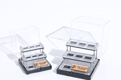 Mini Gemstone Display Case Holds 7 Specimens | Stackable Acrylic Storage | Empty Collection Tray for Small Minerals