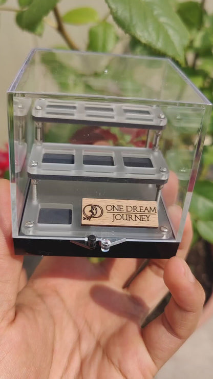 Mini Gemstone Display Case Holds 7 Specimens | Stackable Acrylic Storage | Empty Collection Tray for Small Minerals